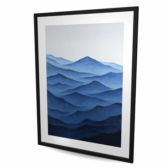 Begin Home Decor C1FM3648ZA8EC6 36 x 48 in. Dark Calm Ocean Waves - Coastal White Framed Matted Print