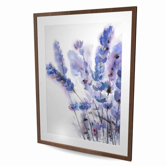 Begin Home Decor C1FM3648ZD7S6E 36 x 48 in. Watercolor Lavender Flowers - Framed Matted Print for Decor