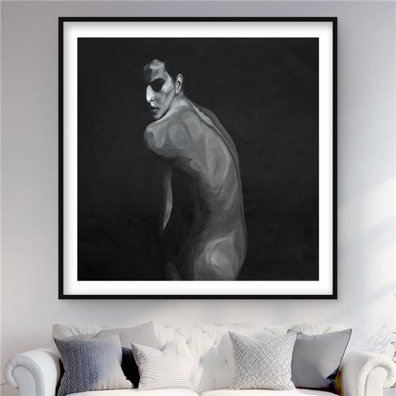 Begin Home Decor C1FM484803HZJJ 48 x 48 in. Denuded - Woman Bedroom Framed Matted Print Wall Art for Home Decor