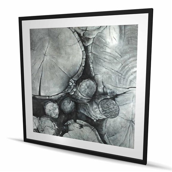 Begin Home Decor C1FM484817KNGJ 48 x 48 in. Textured Wooden Logs - Framed Matted Print for Home Decor