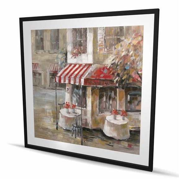 Begin Home Decor C1FM48481KPUU7 48 x 48 in. Sunny Restaurant Terrace - Beige Street Scenery Matted Print