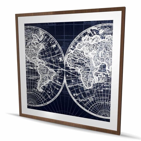 Begin Home Decor C1FM48481WCTR3 48 x 48 in. World Map Blue Print - Satellite View Travel Decor Print