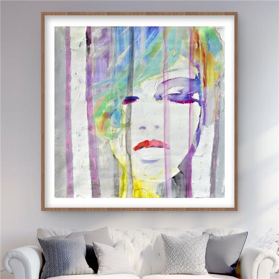 Begin Home Decor C1FM484825K7IZ 48 x 48 in. Abstract Colorful Portrait - Turquoise Framed Matted Print