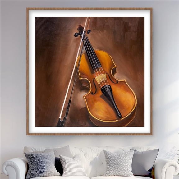 Begin Home Decor C1FM48482YYXMP 48 x 48 in. Alto Violin Brown Framed Matted Print for Home Decor