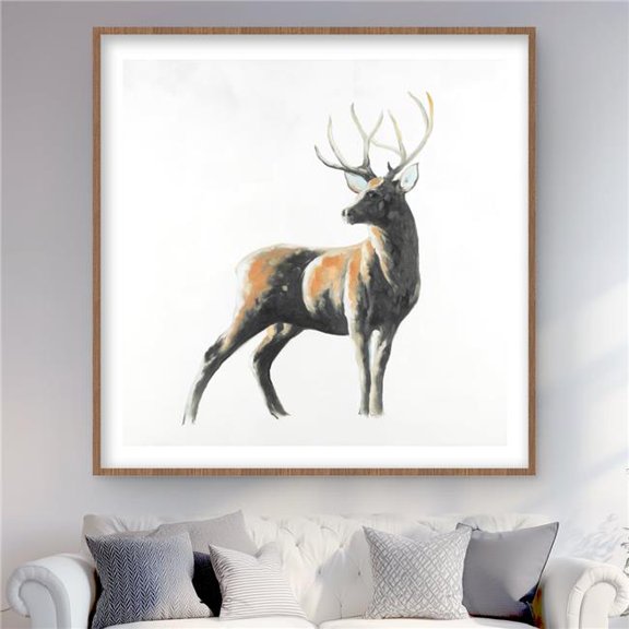 Begin Home Decor C1FM48483XN3HA 48 x 48 in. Abstract Deer - Scandinavian Seasons Framed Matted Print