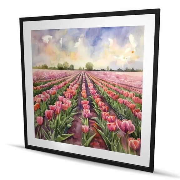 Begin Home Decor C1FM48484ML5QE 48 x 48 in. Rose Row - White Framed Matted Print for Home Decor