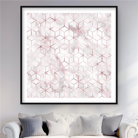 Begin Home Decor C1FM48485OJ932 48 x 48 in. Symmetry - Modern Pattern Framed Matted Print for Home Decor