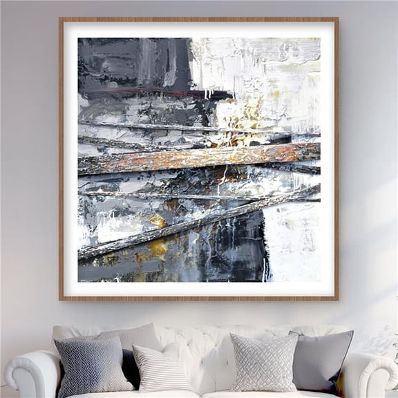 Begin Home Decor C1FM48486BMR2S 48 x 48 in. Texturized Paint Splashing Stripes - Abstract Framed Print