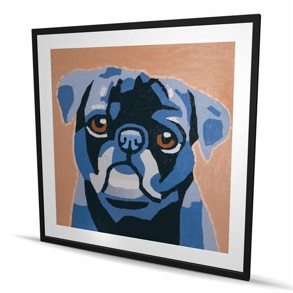 Begin Home Decor C1FM48486LPMDE 48 x 48 in. Flash the Pug - Framed Matted Print Wall Art - Home Decor Art