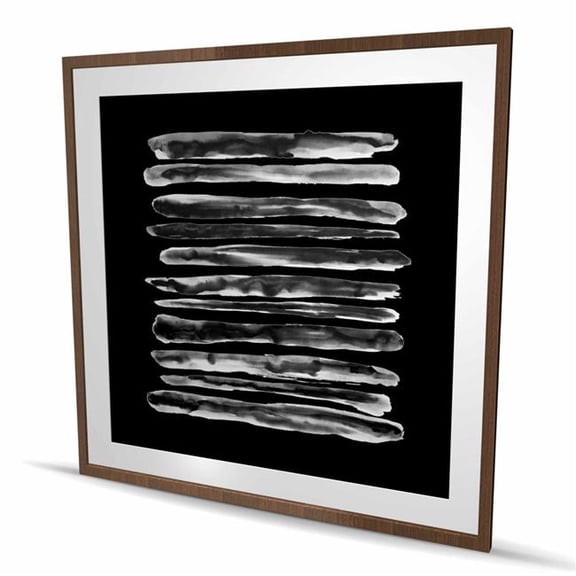 Begin Home Decor C1FM48486TH9O2 48 x 48 in. Hatching - Abstract Black Framed Matted Print for Home Decor