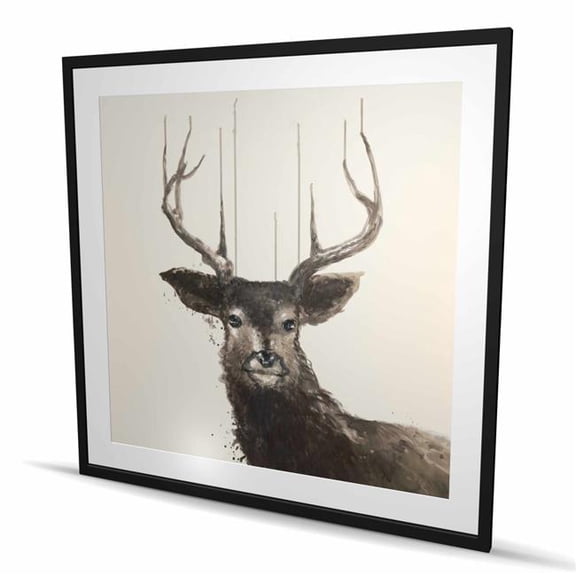 Begin Home Decor C1FM48486XW538 48 x 48 in. Abstract Deer - Rustic Framed Matted Print for Home Decor