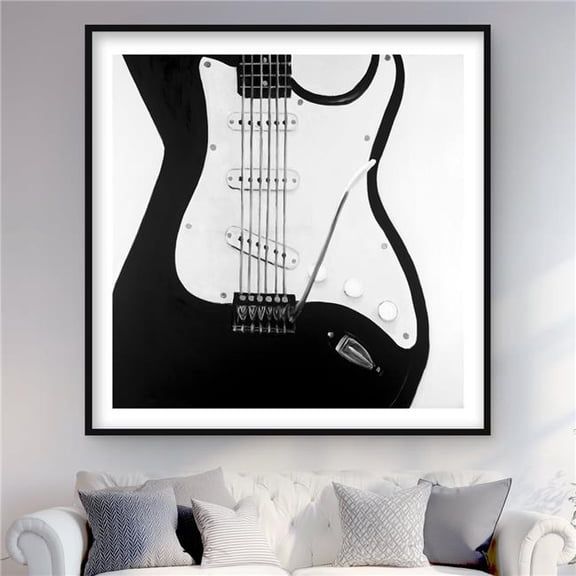 Begin Home Decor C1FM484886D6IL 48 x 48 in. Electric Guitar - Black & White Man Cave Framed Print Wall Art