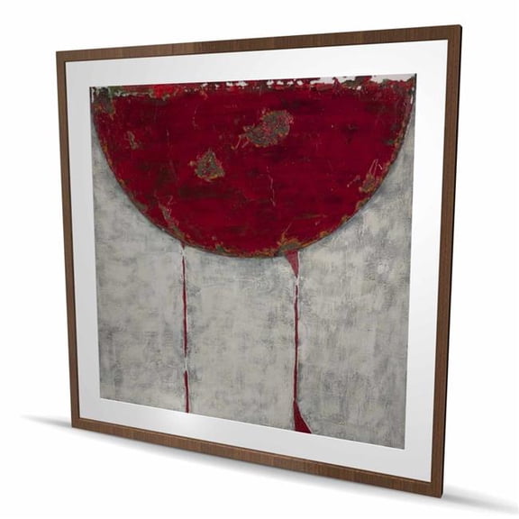 Begin Home Decor C1FM484886P64R 48 x 48 in. Red Half Circle - Shapes Abstract Framed Matted Print Decor