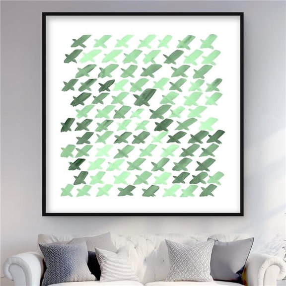 Begin Home Decor C1FM48488VQZ0I 48 x 48 in. Green Pattern x Abstract Neo Mint Framed Matted Print Wall Art