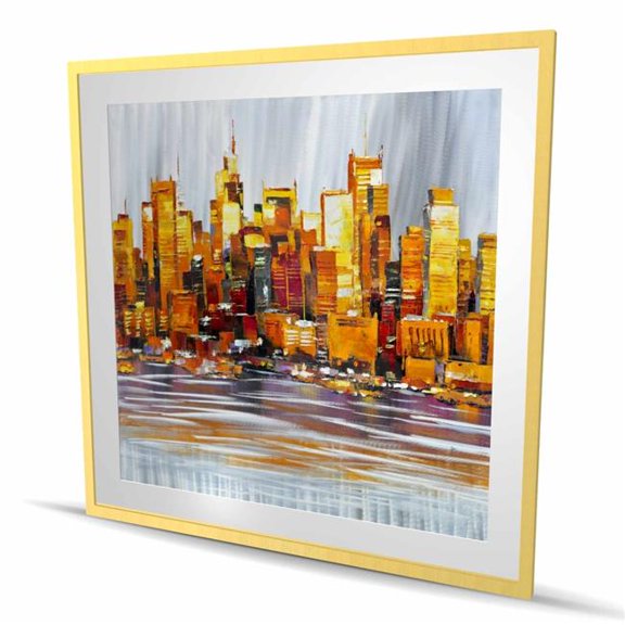 Begin Home Decor C1FM4848930M3J 48 x 48 in. Orange Buildings - Framed Matted Print Wall Art - Office Decor Art