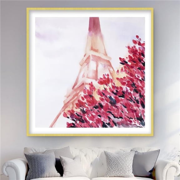 Begin Home Decor C1FM4848ANVFGU 48 x 48 in. Pink Eiffel Tower - Romantic Framed Matted Print for Decor