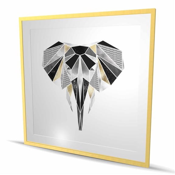 Begin Home Decor C1FM4848ATDFYI 48 x 48 in. Geometric Elephant - Framed Matted Print for Home Decor