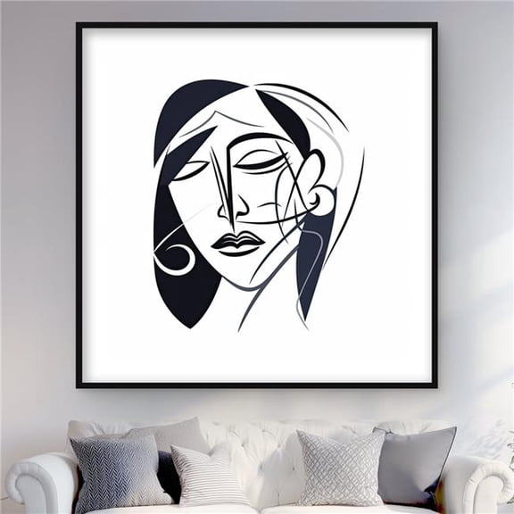 Begin Home Decor C1FM4848B7OXNN 48 x 48 in. Abstract Face - Framed Matted Print for Bedroom Decor