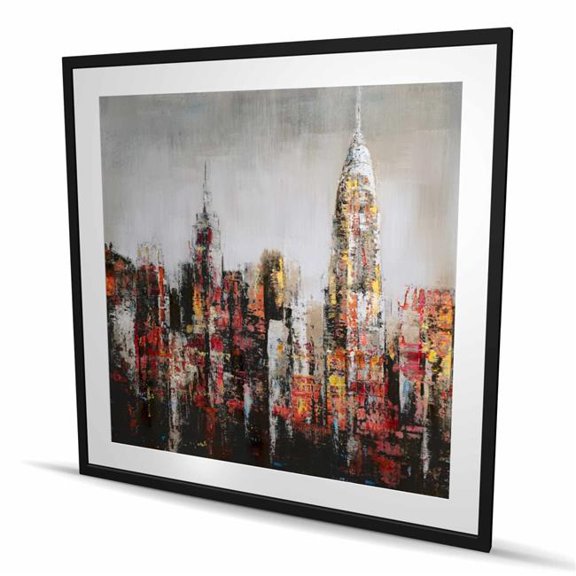 Begin Home Decor C1FM4848BGC7TL 48 x 48 in. Paint Splash City - Black Framed Matted Print for Home Decor