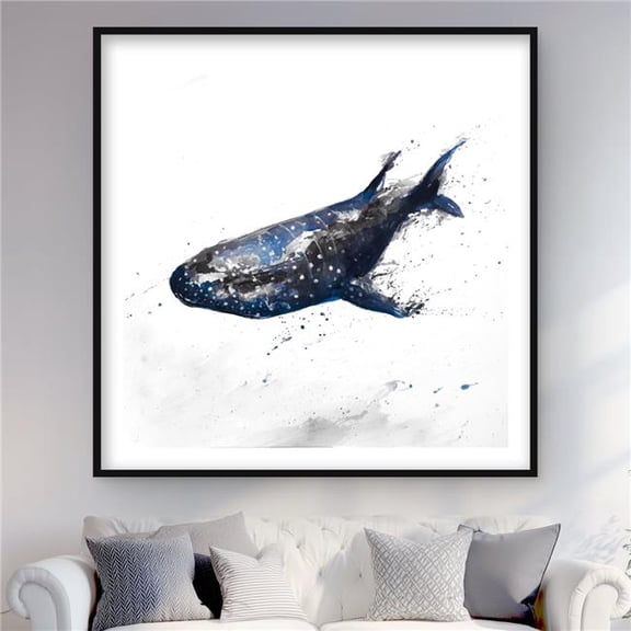 Begin Home Decor C1FM4848BLG2BR 48 x 48 in. Abstract Whale Shark - Framed Matted Print for Home Decor