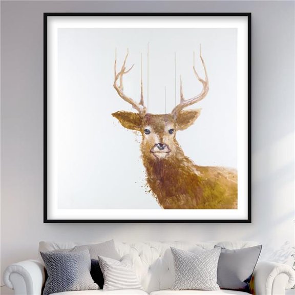 Begin Home Decor C1FM4848CO42GK 48 x 48 in. Abstract Deer - Framed Matted Print Wall Art for Living Room Decor
