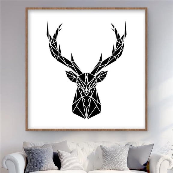 Begin Home Decor C1FM4848D61PAB 48 x 48 in. Geometric Deer Head - Office Minimalist Framed Print Decor