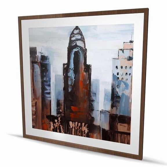 Begin Home Decor C1FM4848DDP1UD 48 x 48 in. Sullen Day in the City - Framed Matted Print for Home Decor