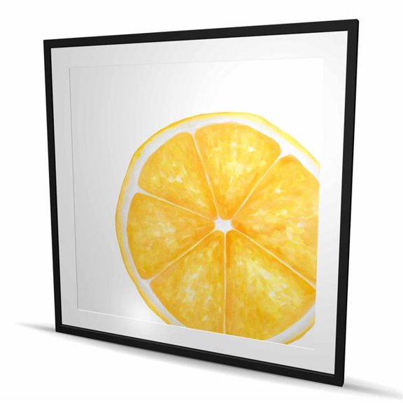 Begin Home Decor C1FM4848E1W1SS 48 x 48 in. Lemon Slice - Food Still Life Framed Matted Print for Decor