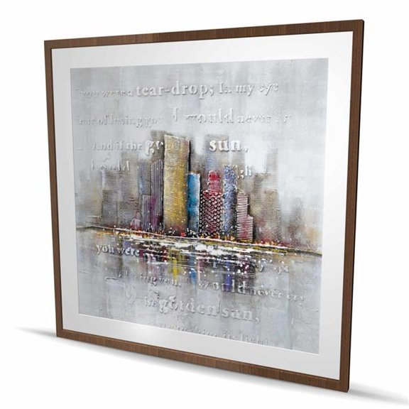Begin Home Decor C1FM4848EDVIM8 48 x 48 in. Buildings with Typography in Relief - Framed Matted Print