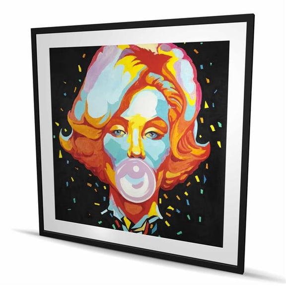 Begin Home Decor C1FM4848EPZBB1 48 x 48 in. Colorful Marilyn Monroe Bubblegum Print - Black Framed Art