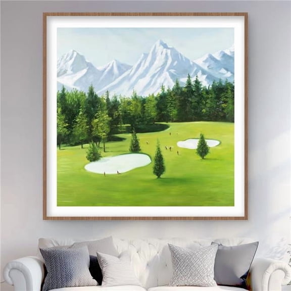 Begin Home Decor C1FM4848EQEO0W 48 x 48 in. Golf Course with Mountains View - Man Cave Framed Print