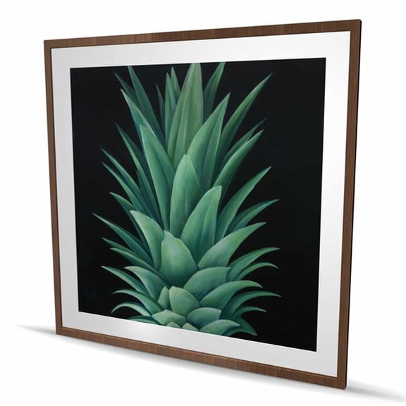 Begin Home Decor C1FM4848F3C2HO 48 x 48 in. Pineapple Leaves - Kitchen Exotic Framed Matted Print Decor