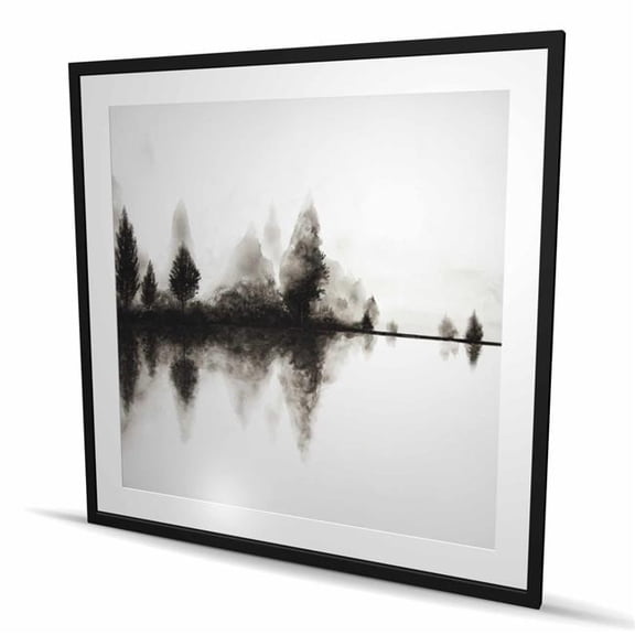 Begin Home Decor C1FM4848FCB8TD 48 x 48 in. Reflection - White Office Framed Matted Print for Home Decor