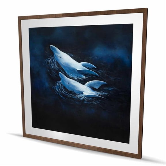 Begin Home Decor C1FM4848FGN8C8 48 x 48 in. Two Swimming Dolphins - Sea Bedroom Framed Print for Decor