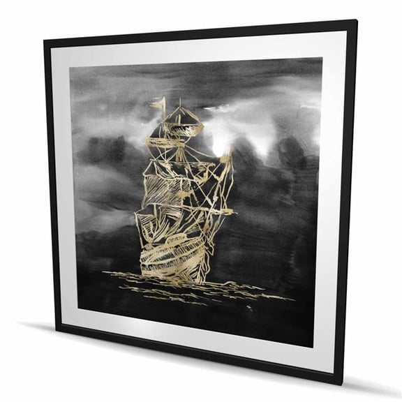 Begin Home Decor C1FM4848FGUXIG 48 x 48 in. Sailing Little Ship Illustration Gold - Coastal Framed Print Wall Art