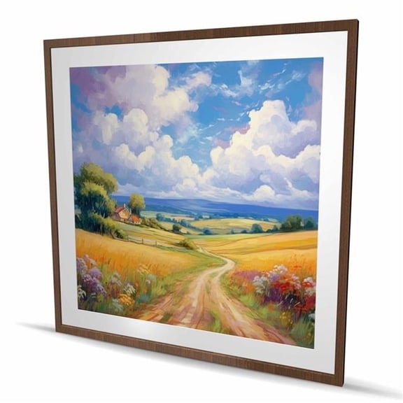 Begin Home Decor C1FM4848FNDY8B 48 x 48 in. Small Country House Wall Art - Bedroom Landscapes Framed Print Decor