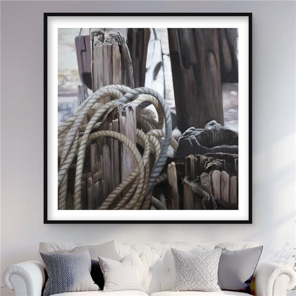 Begin Home Decor C1FM4848FNFCEC 48 x 48 in. Driftwood - Sea Bathroom Framed Matted Print for Home Decor