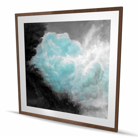 Begin Home Decor C1FM4848FWKHQA 48 x 48 in. Turquoise Clouds - Framed Matted Print for Home Decor