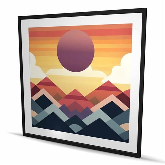 Begin Home Decor C1FM4848FZ19TZ 48 x 48 in. Peace Mountain - Illustrative Pattern Framed Matted Print