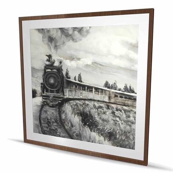 Begin Home Decor C1FM4848G8BFSL 48 x 48 in. Steam Engine Train - Framed Matted Print Wall Art for Home Decor