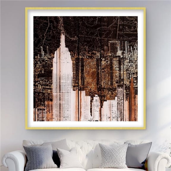 Begin Home Decor C1FM4848H6Q9DK 48 x 48 in. Empire City of   York - Framed Matted Print for Home Decor
