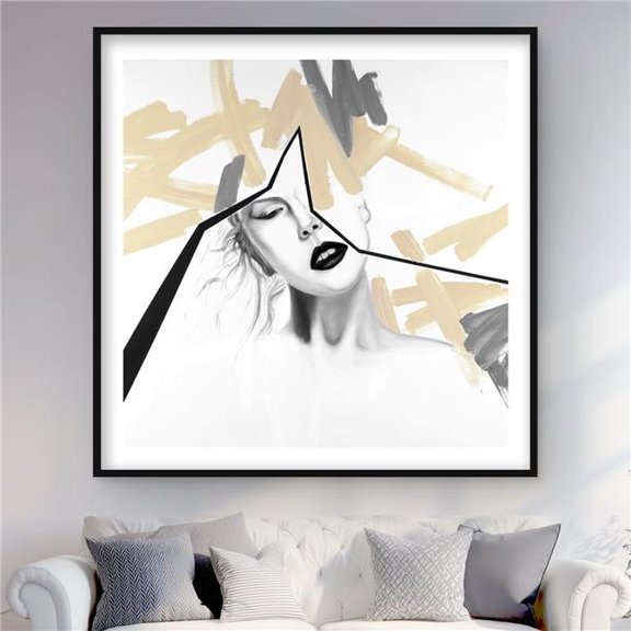Begin Home Decor C1FM4848HA0SL4 48 x 48 in. Divided Woman - Pop Art Framed Matted Print for Home Decor