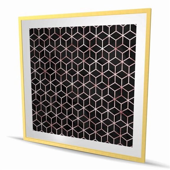 Begin Home Decor C1FM4848HLQQ9X 48 x 48 in. Symmetry Bedroom Pattern Framed Matted Print - Home Decor