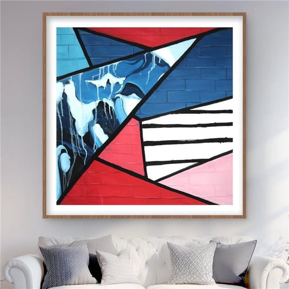 Begin Home Decor C1FM4848HMUTTK 48 x 48 in. Diagonal Unity - Framed Matted Print for Office Decor
