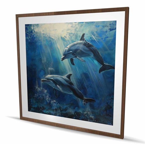 Begin Home Decor C1FM4848HOR9LL 48 x 48 in. Dolphins Purple Framed Matted Print for Home Decor - Art