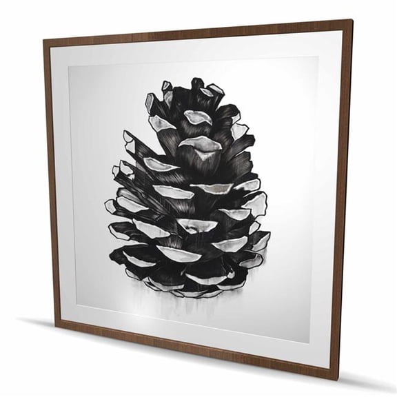 Begin Home Decor C1FM4848IULB7E 48 x 48 in. Pine Cone - Rustic Framed Matted Print Wall Art for Home Decor
