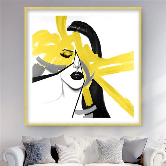 Begin Home Decor C1FM4848JEKAW1 48 x 48 in. Beauty Divided - Yellow Framed Matted Print for Home Decor