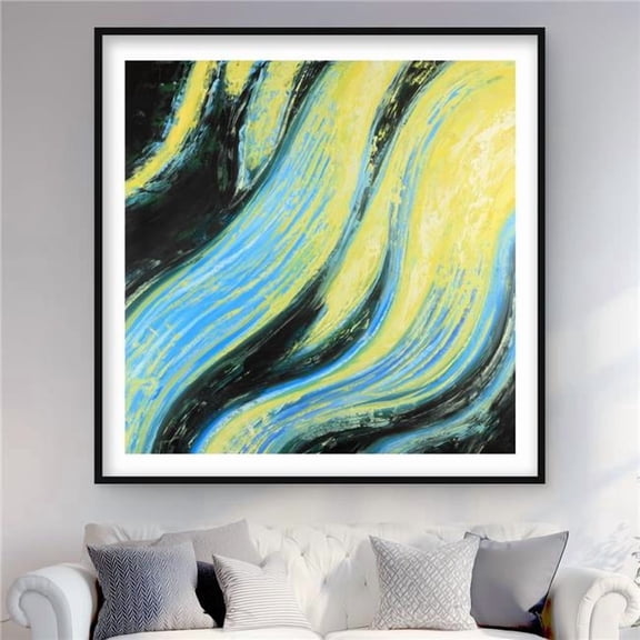 Begin Home Decor C1FM4848JT5J41 48 x 48 in. Wavy Magical Liquid - Abstract Waves Framed Matted Print