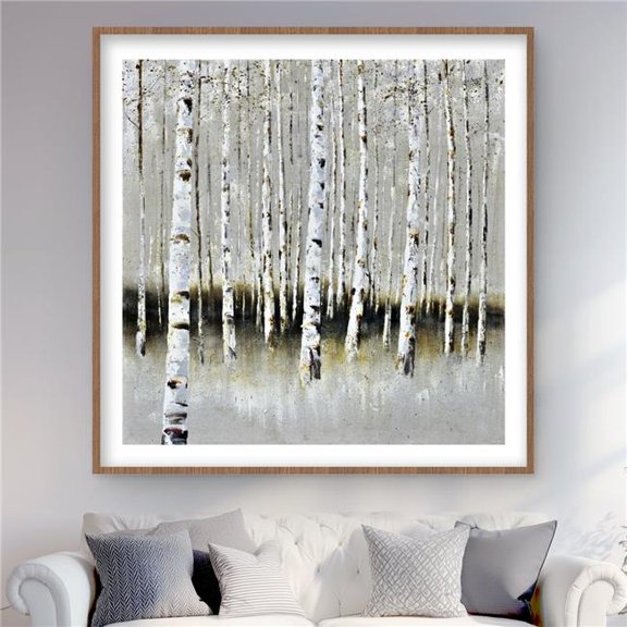 Begin Home Decor C1FM4848L5MJAI 48 x 48 in. Winter Forest Landscape - Framed Matted Print for Home Decor