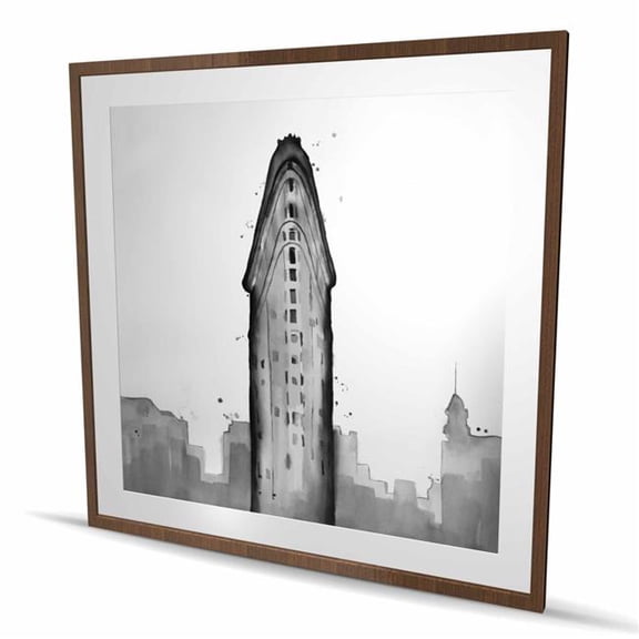 Begin Home Decor C1FM4848L8FGDS 48 x 48 in. Flatiron Building - Contemporary Cities Framed Matted Print Wall Art